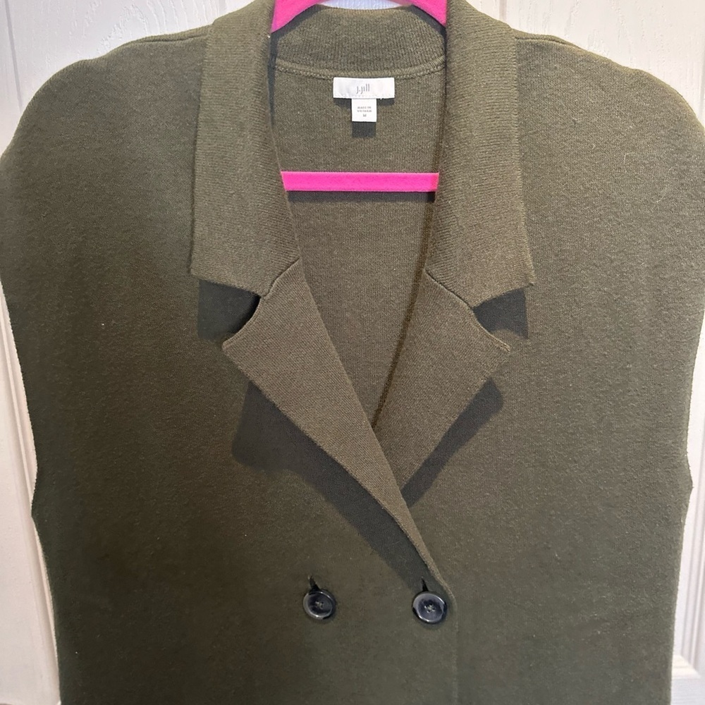 NWOT J.Jill Majestic Double Breasted Gilet Sweater Forest Green Size Medium - Picture 3 of 9
